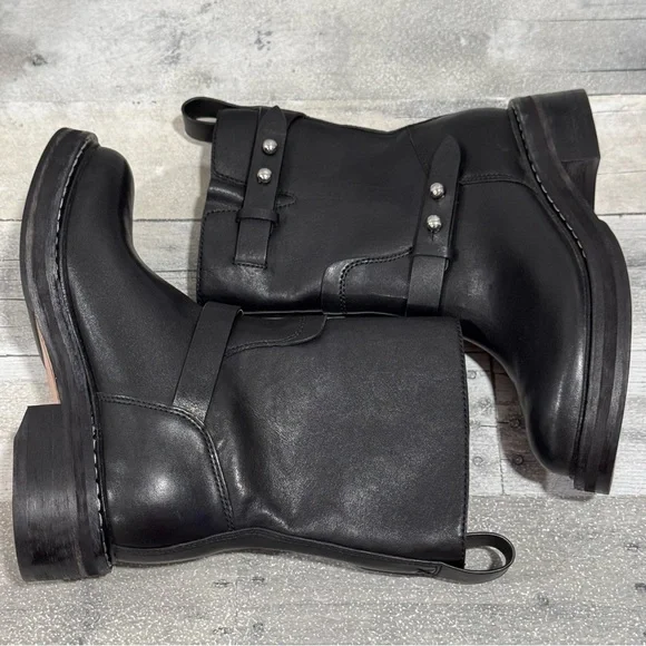 Rag & Bone Women's RB Moto Studded Pull On Boots - Black - Sz - 8.5 .US - Picture 6 of 11
